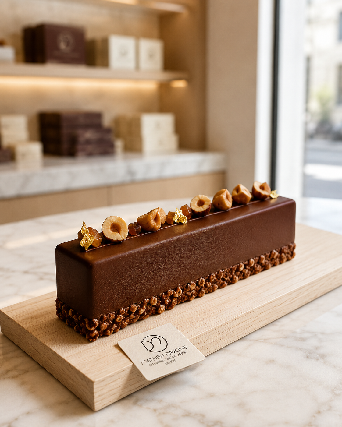 Bûche chocolat noisettes